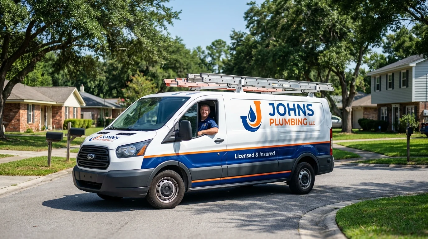 Johns Plumbing LLC service van in West Salem, WI